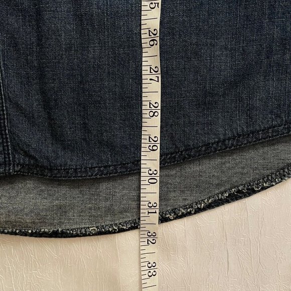 Vintage Men Denim Shirt Long Sleeve Jean Classic Born Fly Embroidered Patch 2XL - Picture 9 of 10